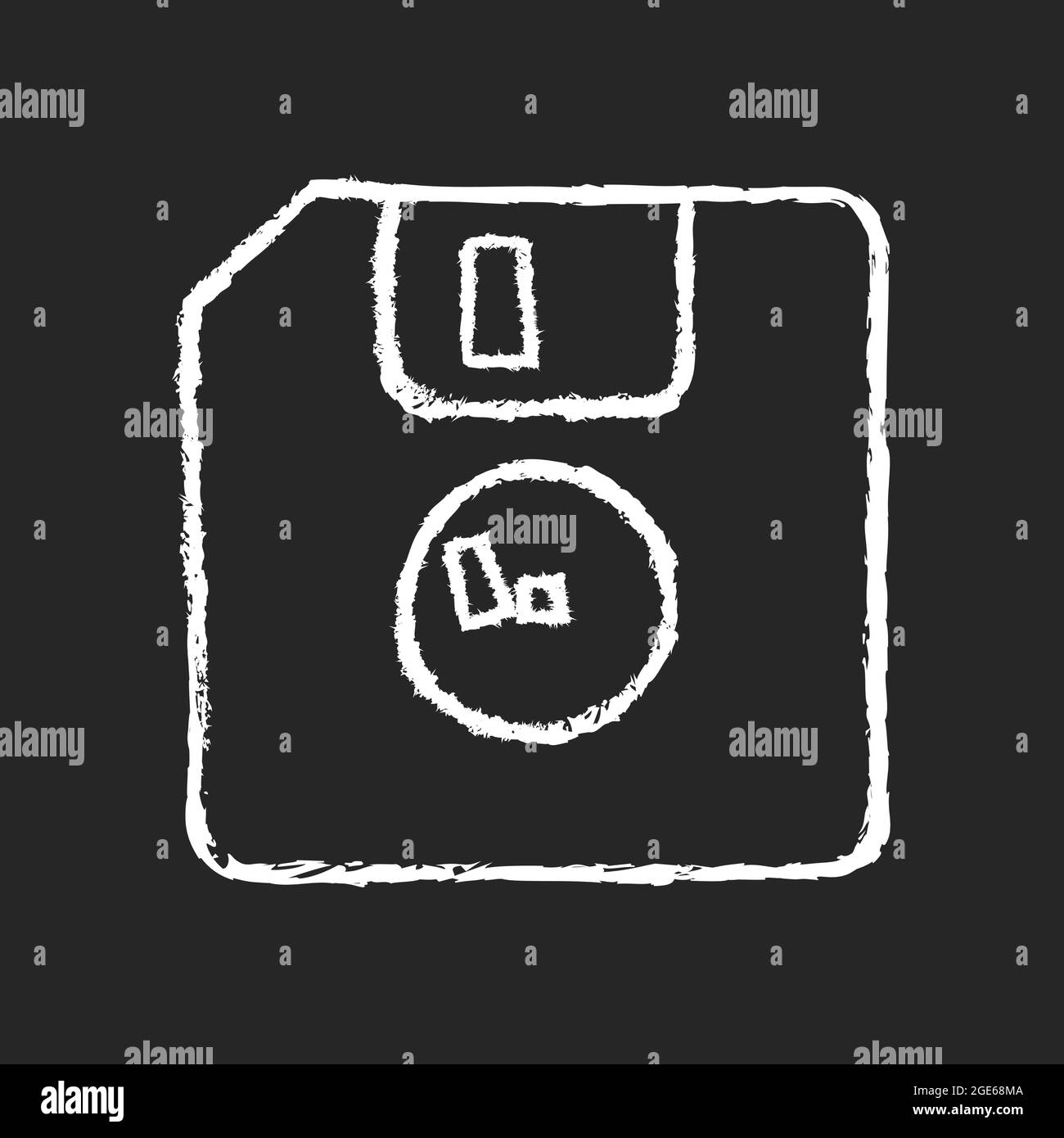 Diskette chalk white icon on dark background Stock Vector