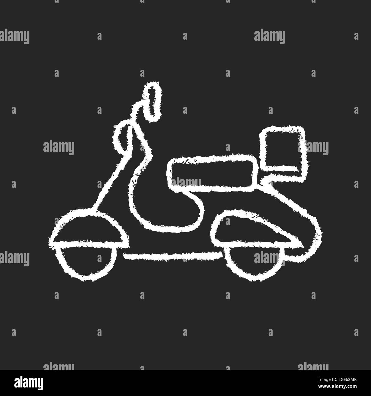 Vintage moped chalk white icon on dark background Stock Vector