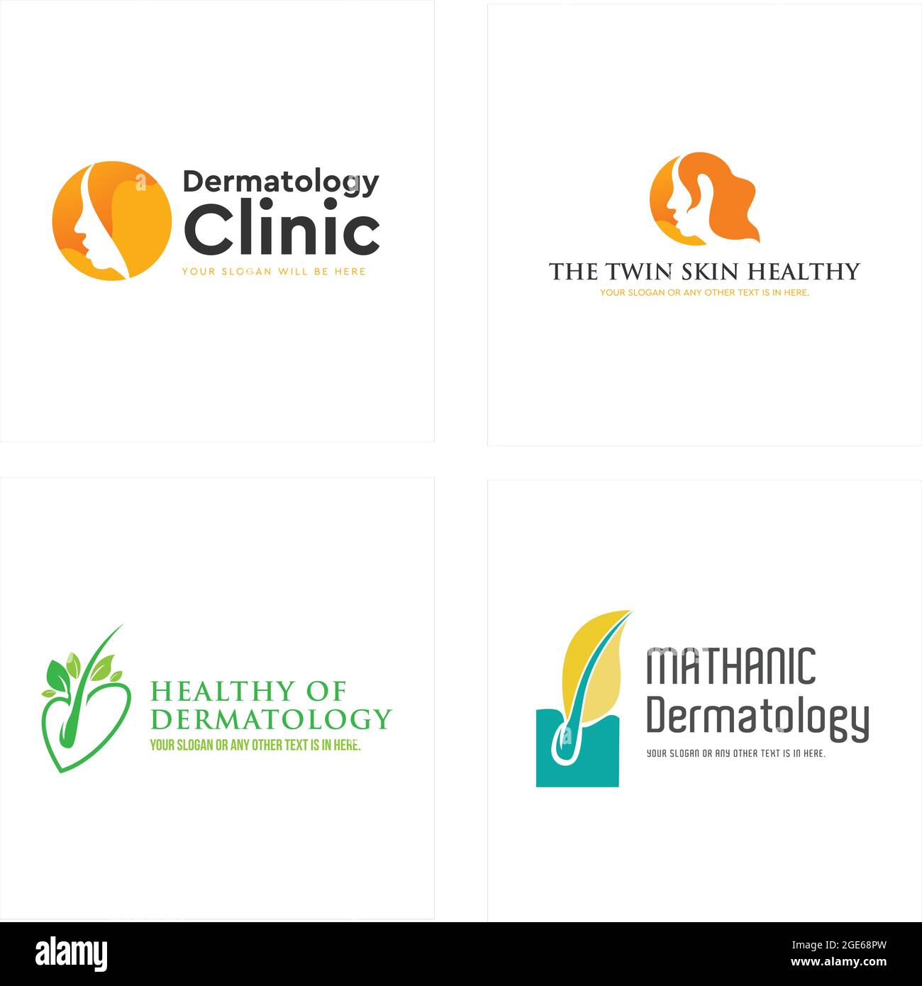 Combination hair health woman dermatology icon logo Stock Vector