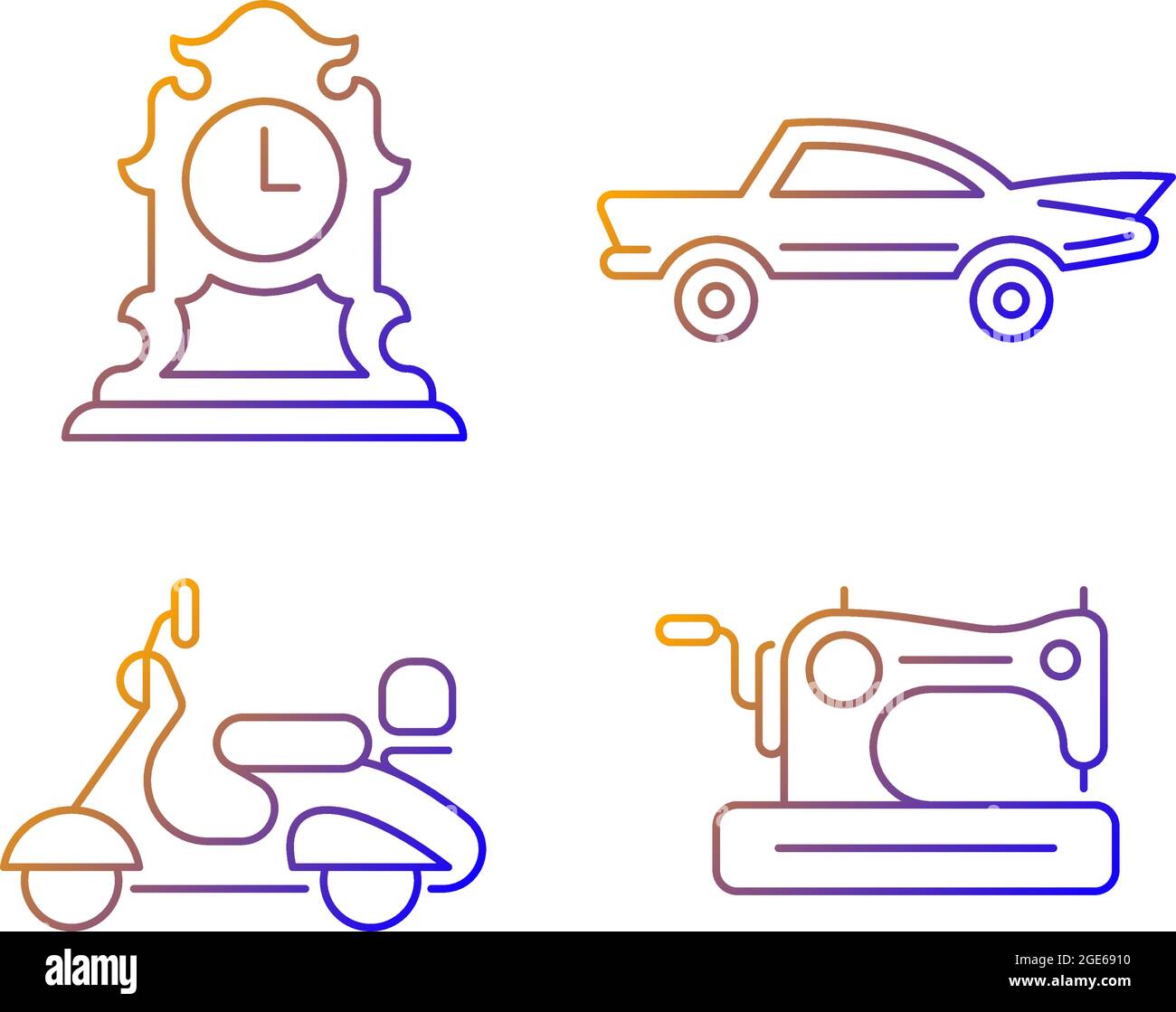 Retro collectables gradient linear vector icons set Stock Vector