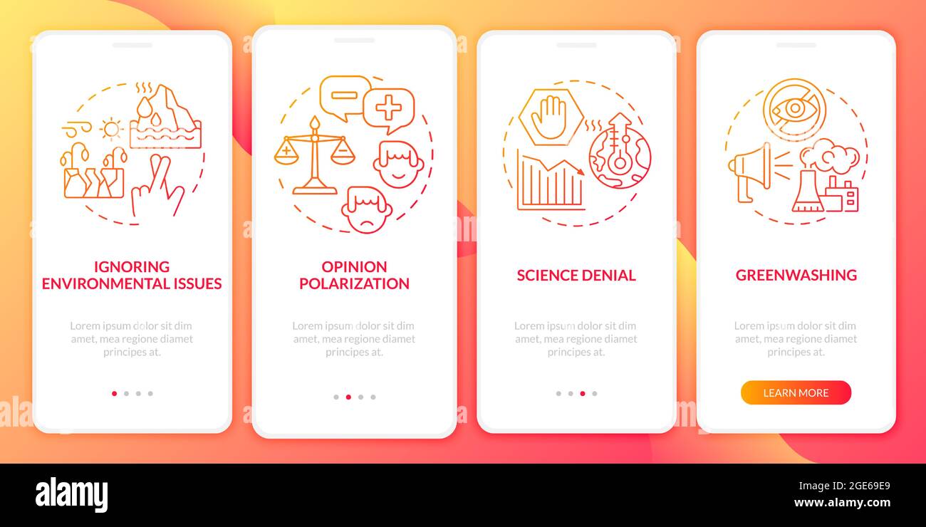 Science denial red onboarding mobile app page screen Stock Vector