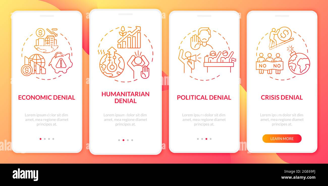 Humanitarian neglection orange onboarding mobile app page screen Stock Vector