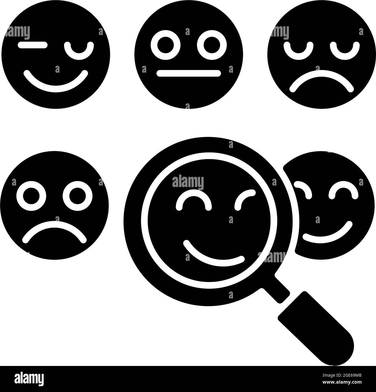 Reading emotions black glyph icon Stock Vector
