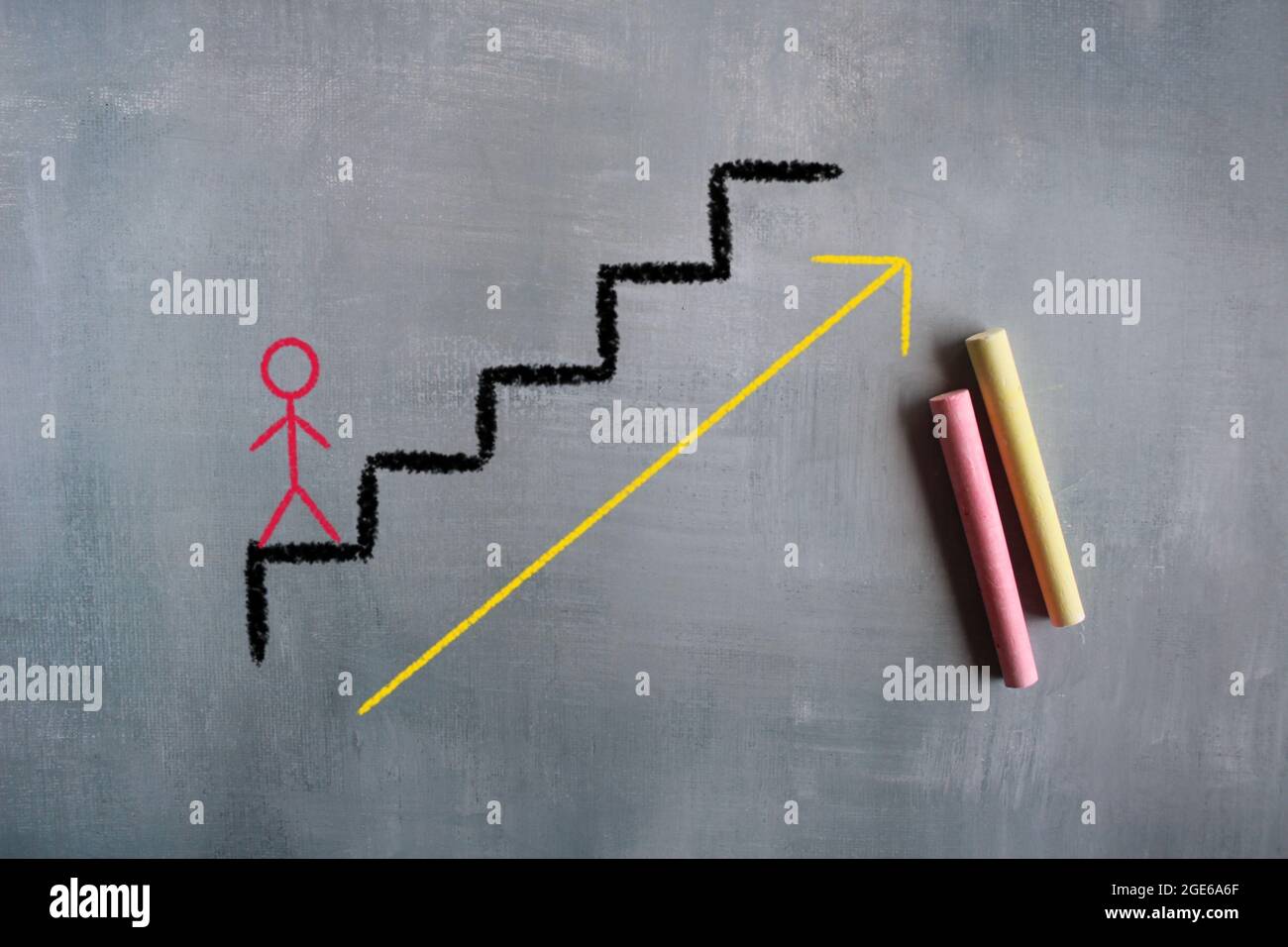 Career development, ladder of success, step by step to the top concept. Stock Photo