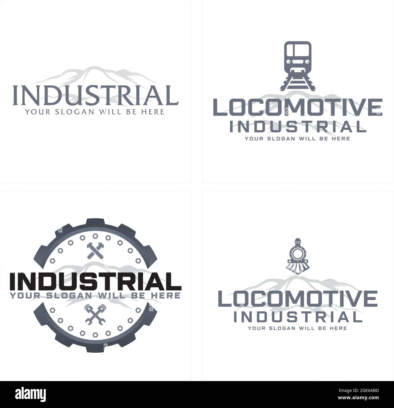 Industrial business locomotives service logo Stock Vector