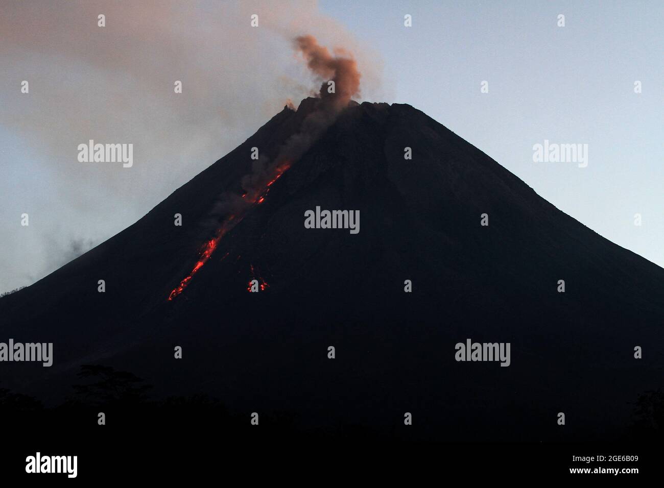 Indonesias most active volcano, Mount Merapi emits lava from its peak ...