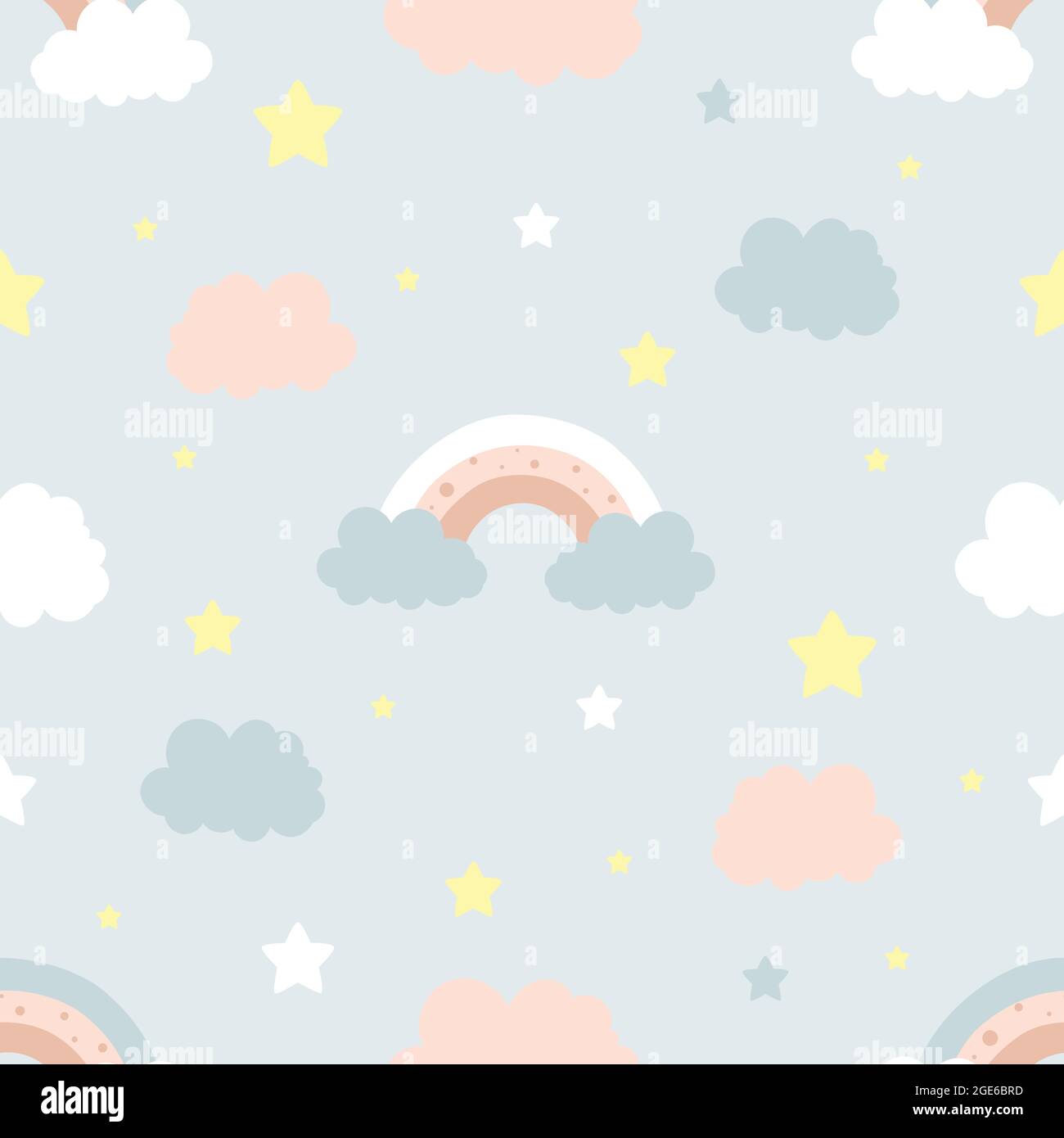 Seamless children pattern with clouds, moon and stars Stock Vector ...