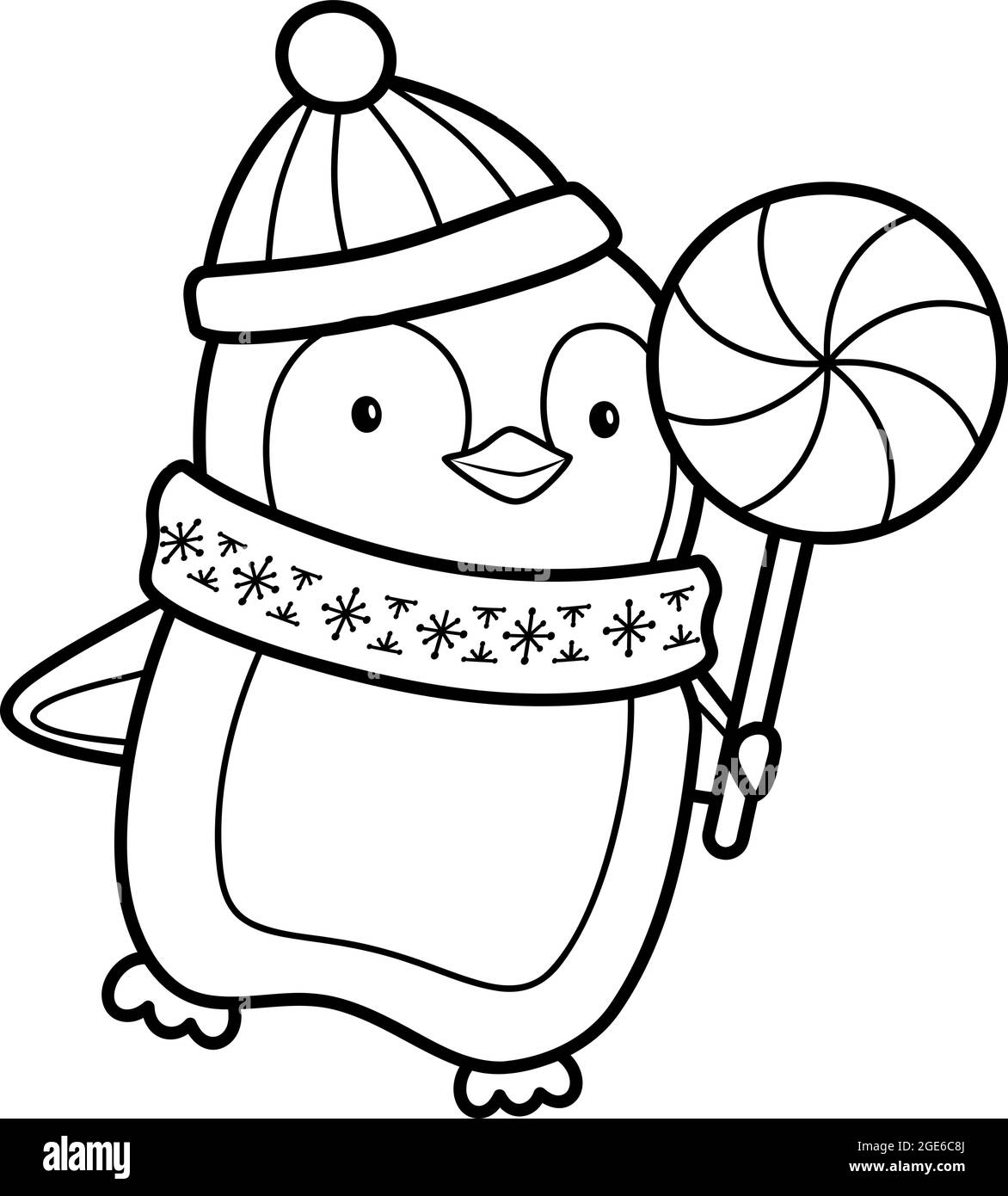 Christmas coloring book or page for kids. Christmas penguin black ...