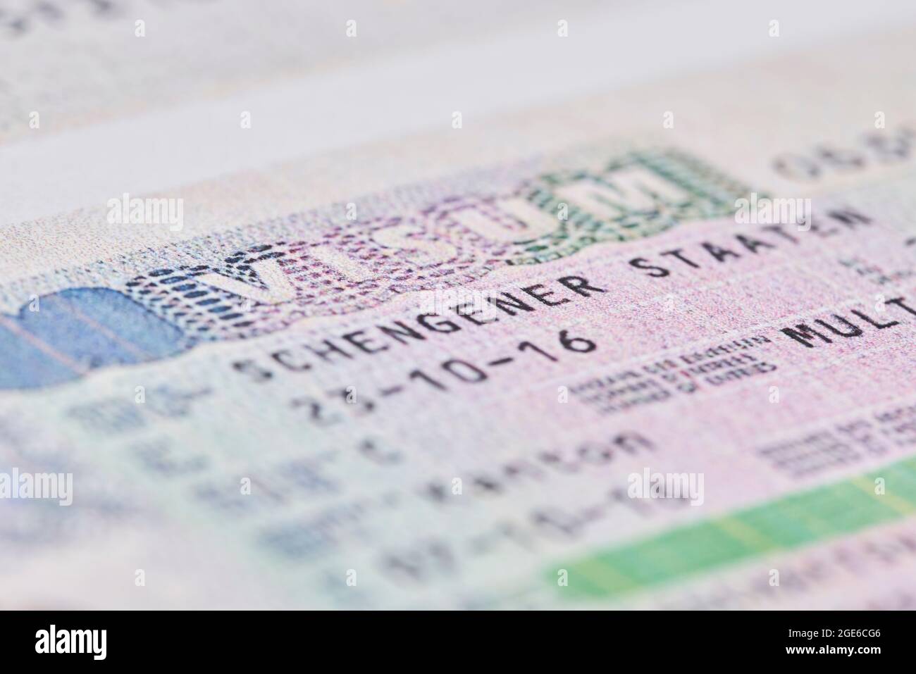 Tashkent, Uzbekistan - 13 August, 2021: Schengen visa in passport.  Close-up. Macro shot. Visa stamp in the passport. Schengen visa for tourism  and Stock Photo - Alamy