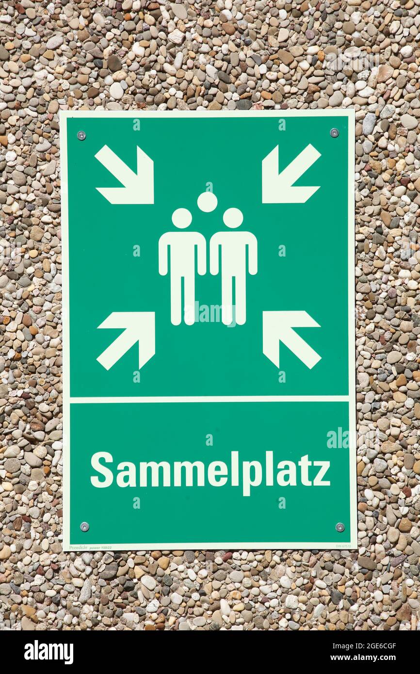Sign assembly point, assembly point, Germany, Europe Stock Photo
