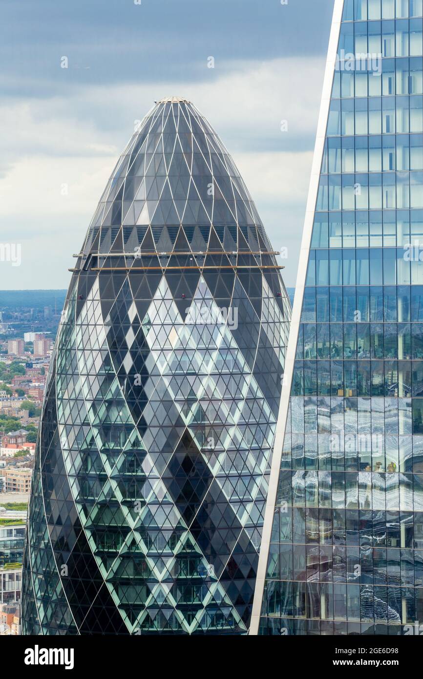 30 St Mary Axe, the Gherkin tower in the London financial, England Stock Photo