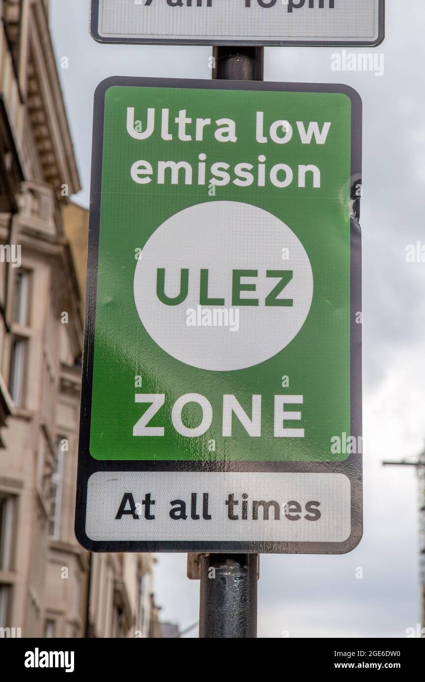 London Ultra Low Emission zone sign Stock Photo