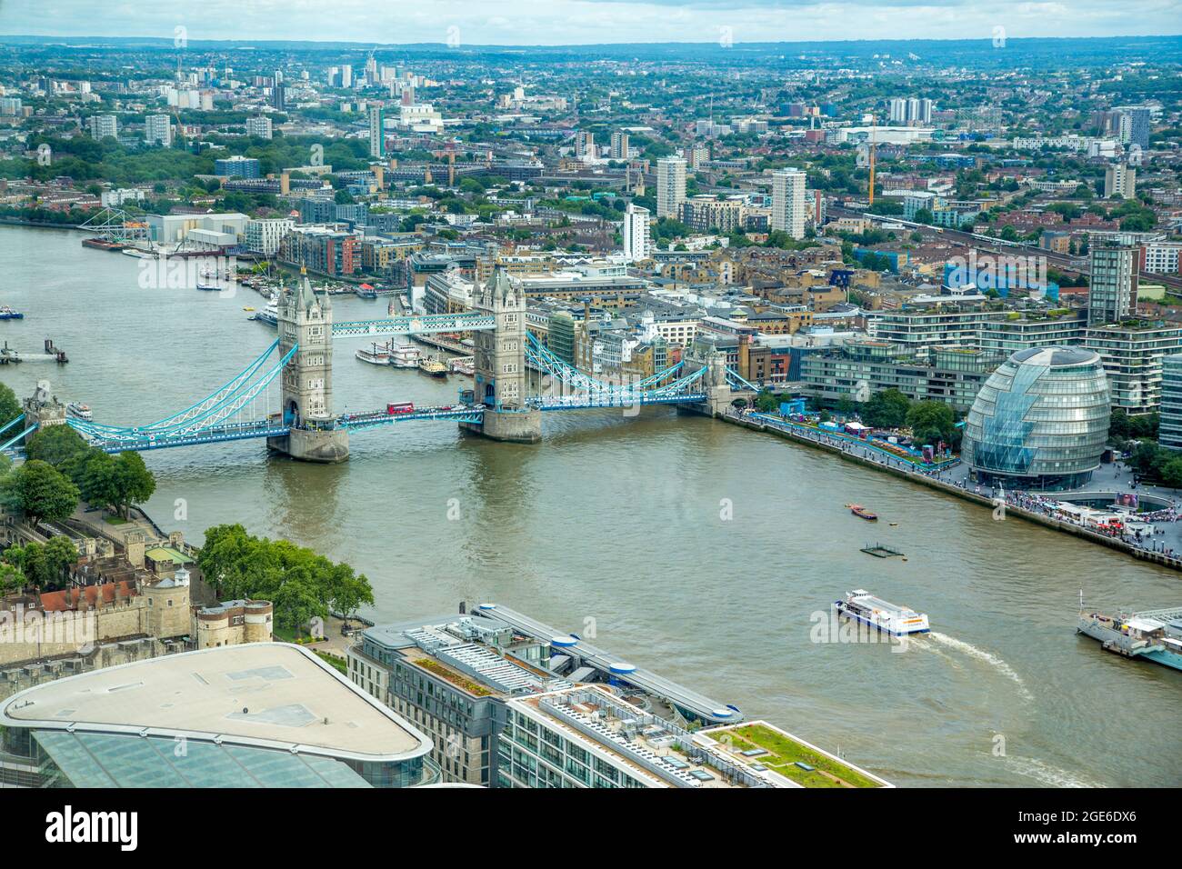 Tower Bridge, river Thames and City Hall seen from the Skygarden, London Stock Photo