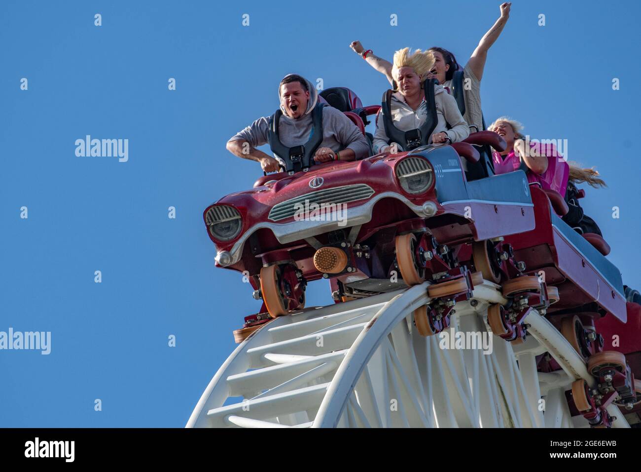 Stealth Launched Rollercoaster Fastest In The Uk 5 Foot Tall At Thorpe Park Theme Park London England Stock Photo Alamy
