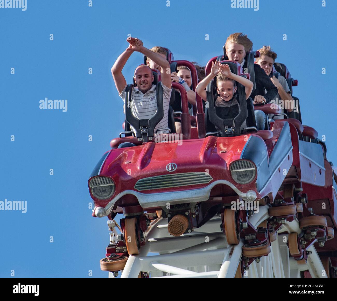 Stealth Launched Rollercoaster Fastest In The Uk 5 Foot Tall At Thorpe Park Theme Park London England Stock Photo Alamy