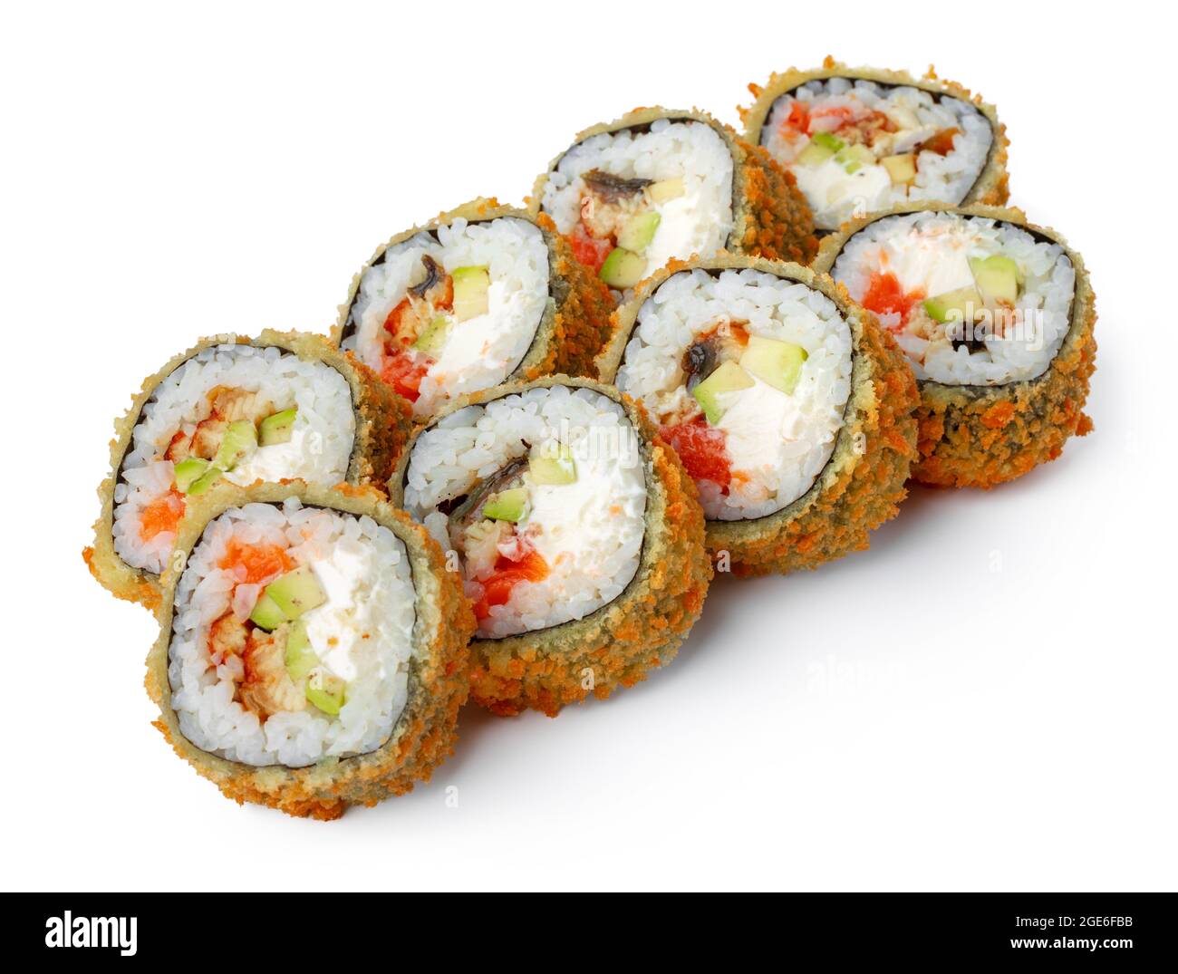 Japanese sushi tempura roll isolated on white Stock Photo Alamy