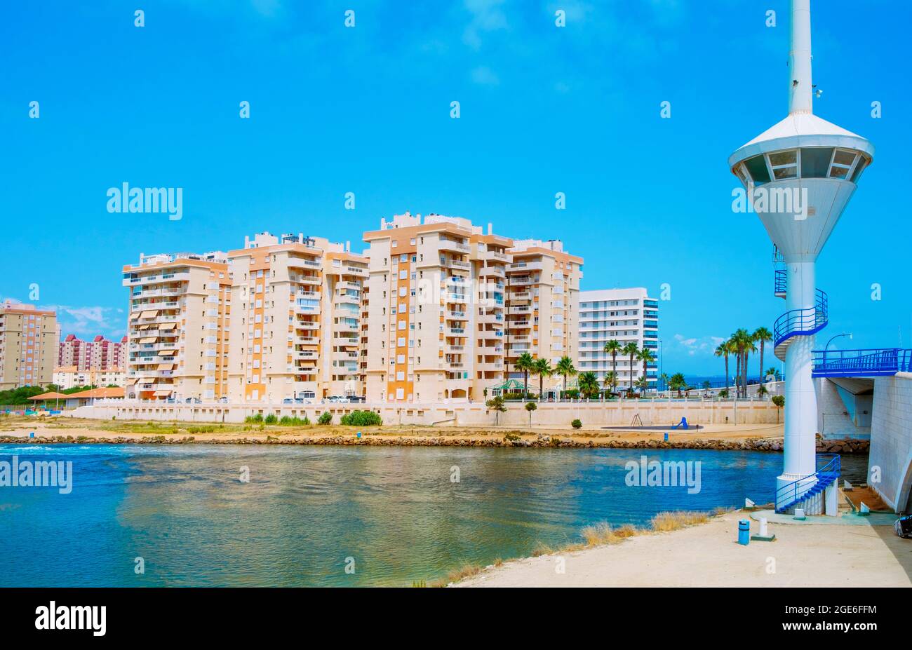 LA MANGA, SPAIN - JULY 29, 2021: The Gola del Puerto canal, in La Manga del  Mar Menor, Murcia, Spain, that connects the lagoon and the Mediterranean s  Stock Photo - Alamy