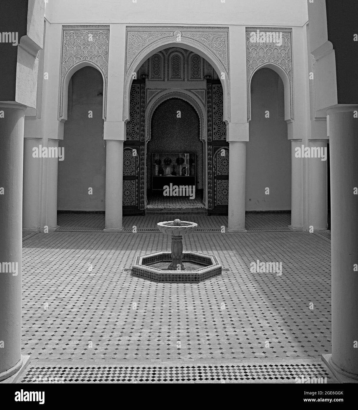 Interior of the Kasbah in Morocco in black and white Stock Photo - Alamy