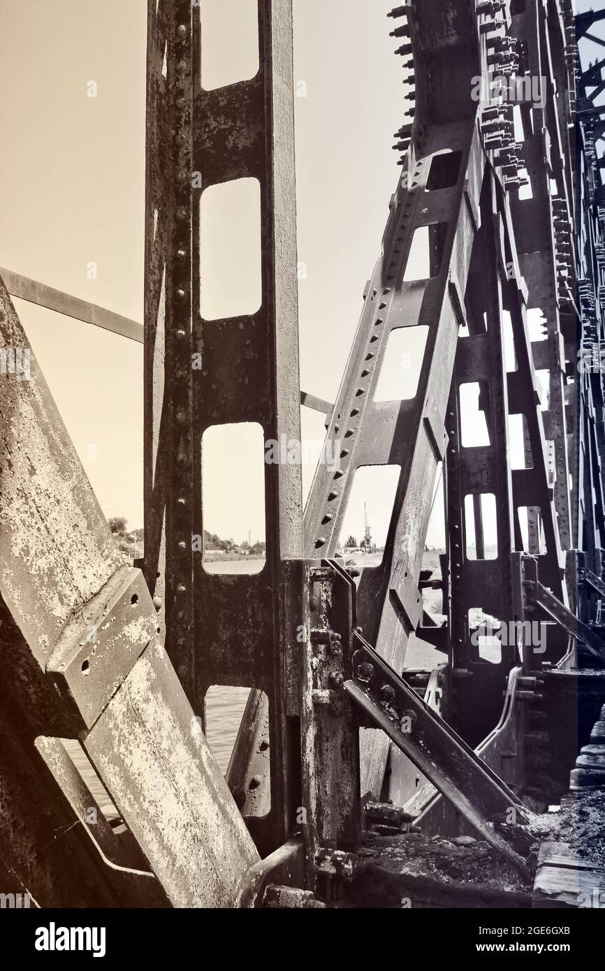 The metal bridge. Great design. Old bridge Stock Photo