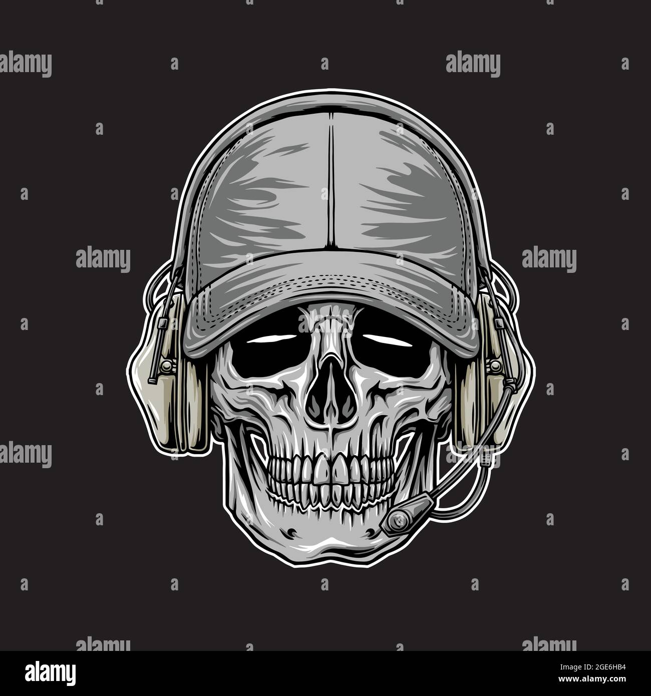 tactical head skull vector, in the dark beground Stock Vector