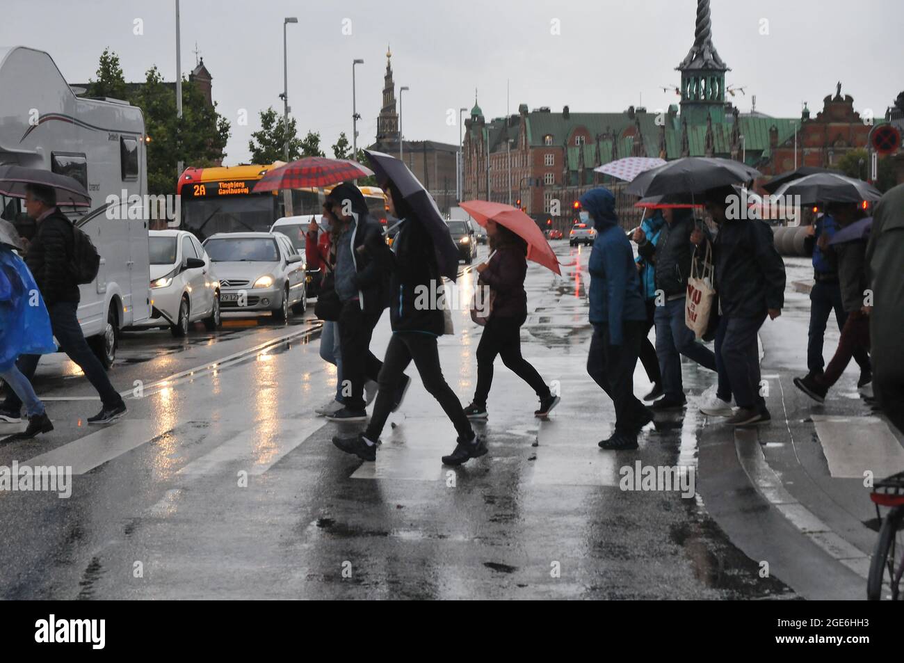 Copenhagen, Denmark., 17 .August 2021, Heavy rain fals in danis capital