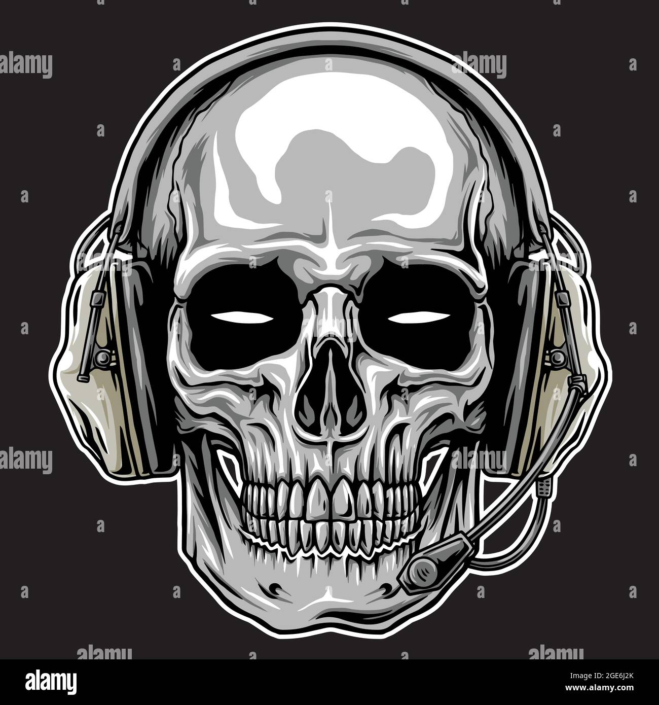 tactical head skull vector, in the dark beground Stock Vector