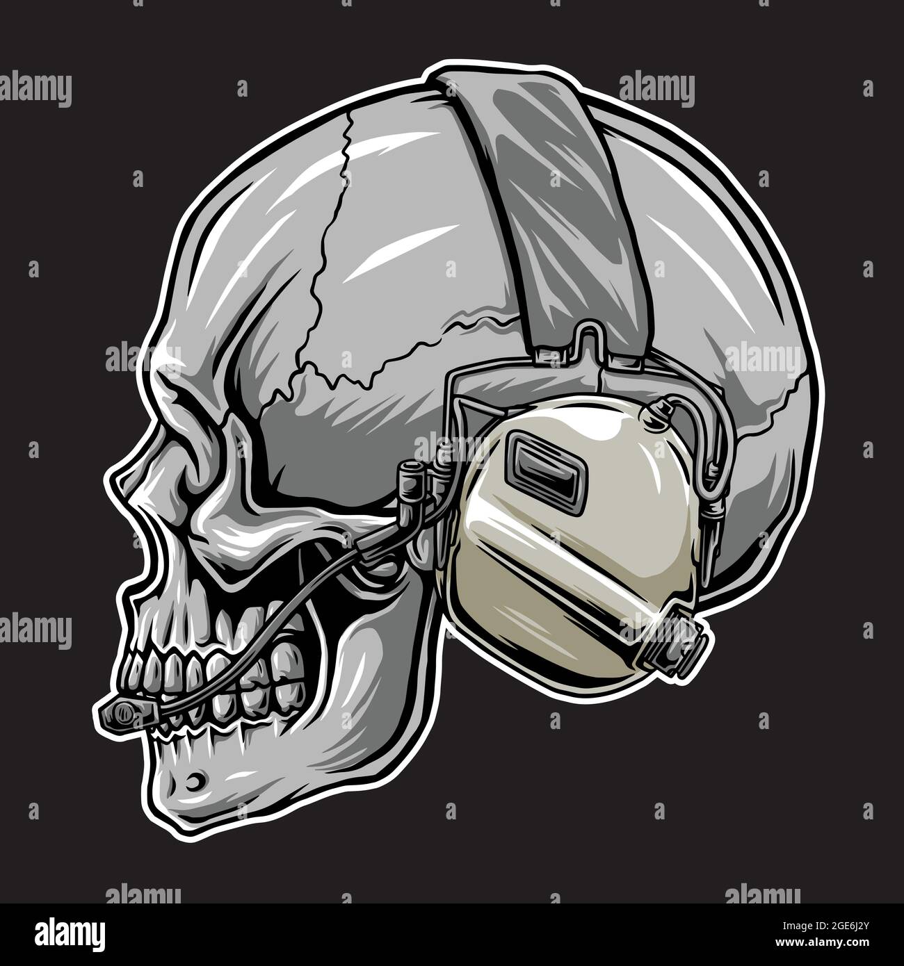 tactical warrior skull and military helmet in white begrouynd