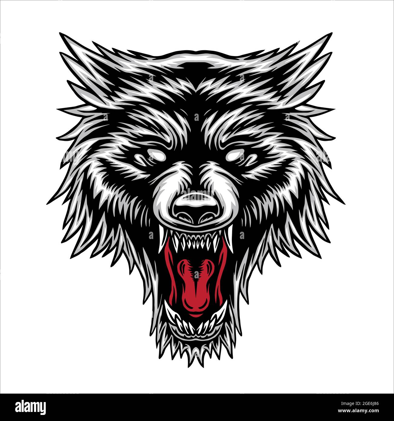 head wolf in the white beground Stock Vector
