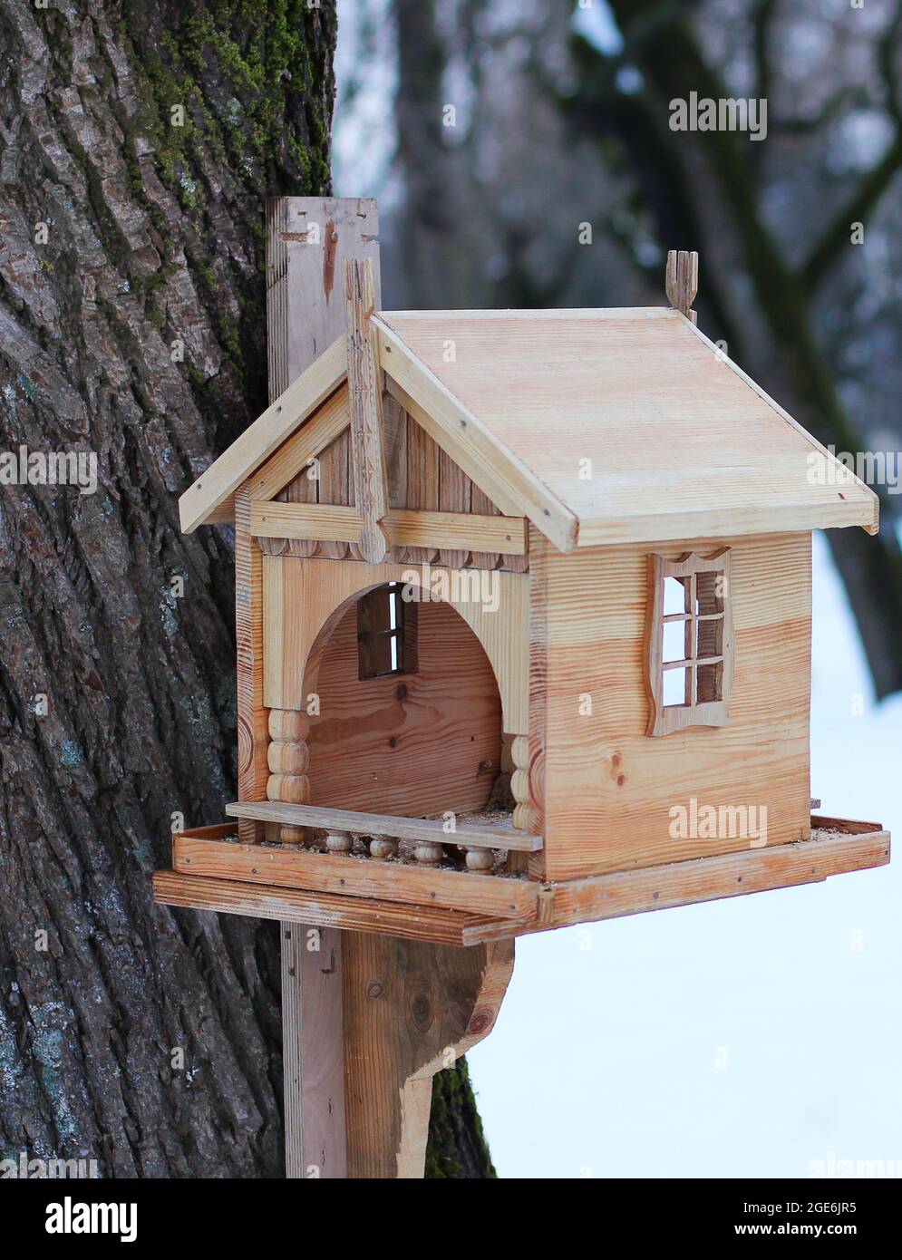 Wooden birdhouse on a tree Stock Photo Alamy