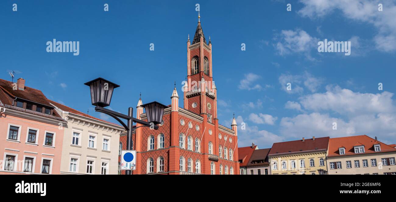 Panorama town hall of Kamenz in spring Stock Photo