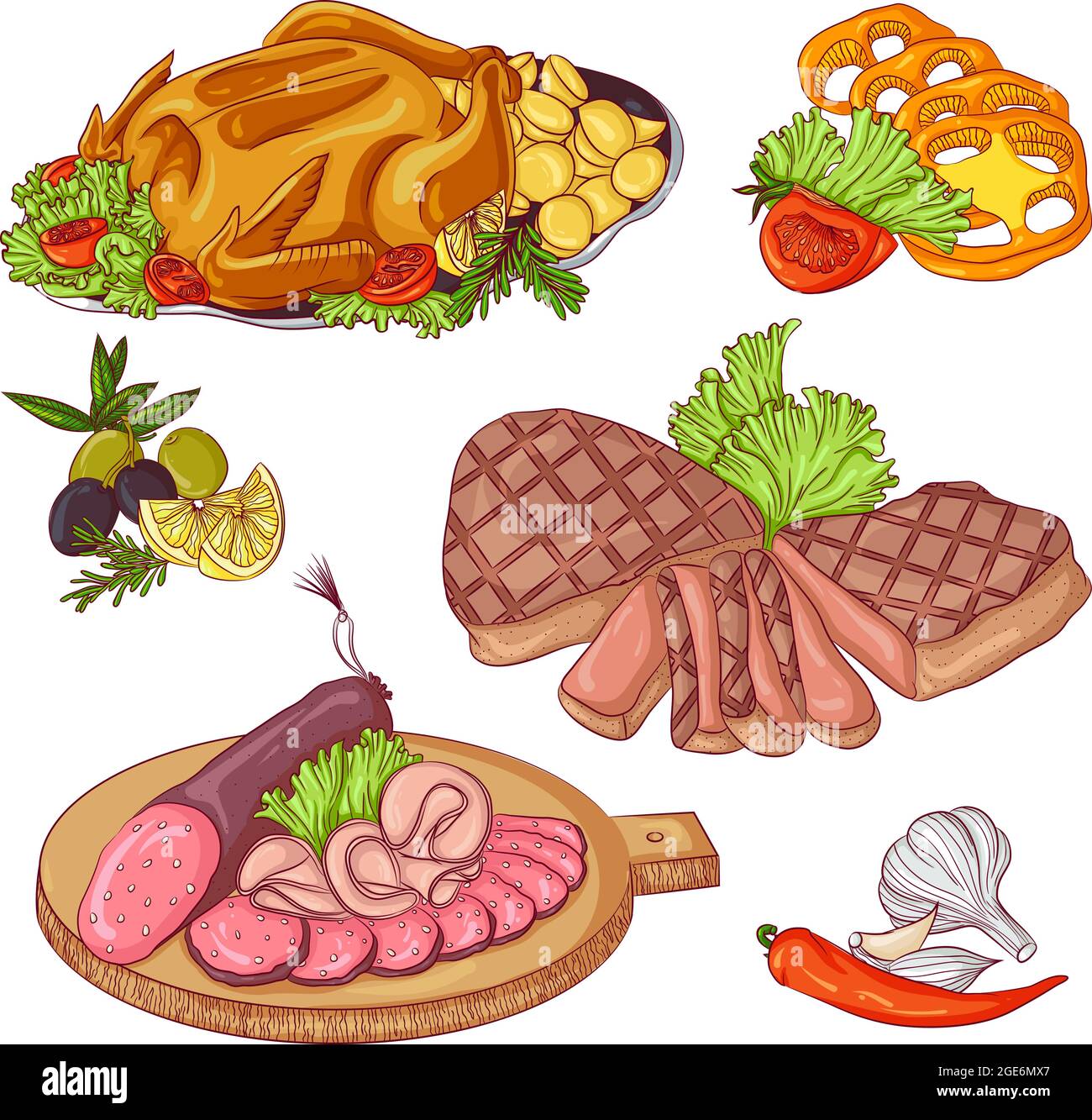 Meat products set Stock Vector Image & Art Alamy