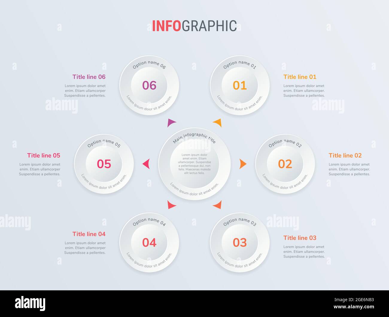 Red vector infographics timeline design template with circle elements. Content, schedule, timeline, diagram, workflow, business, infographic, flowchar Stock Vector