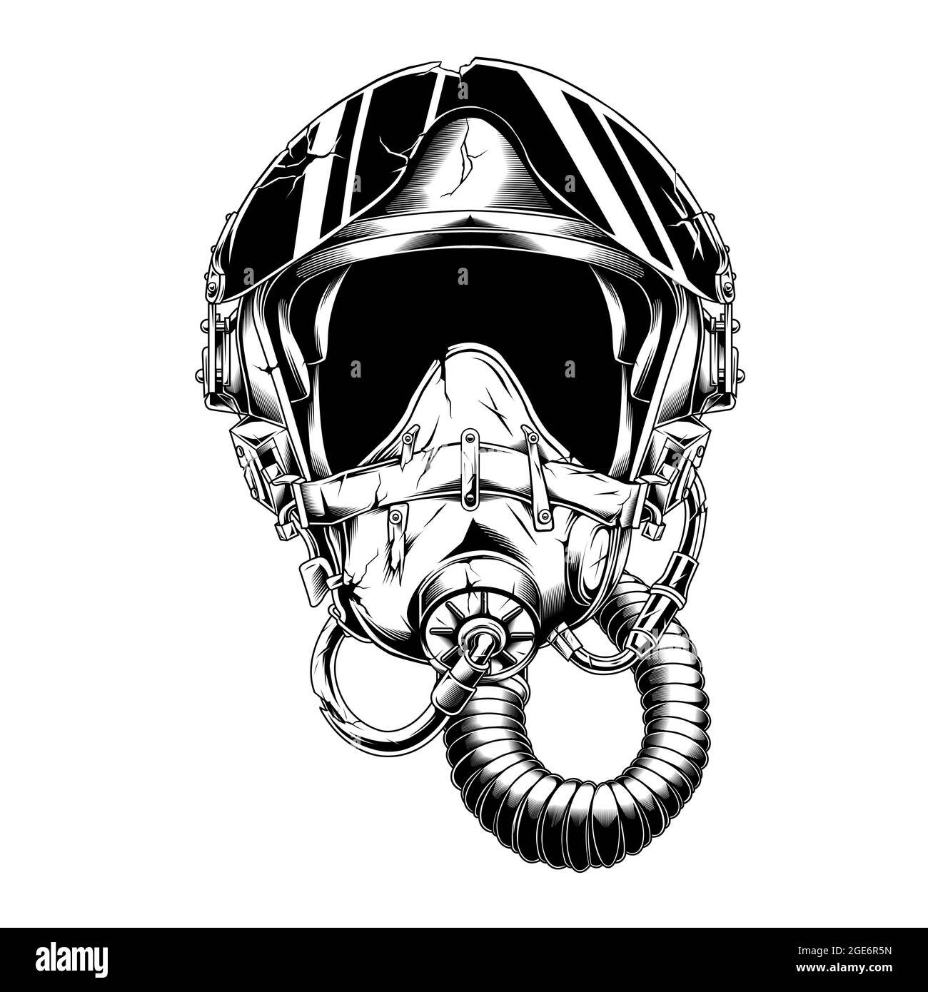 black and white helmet air force military Stock Vector