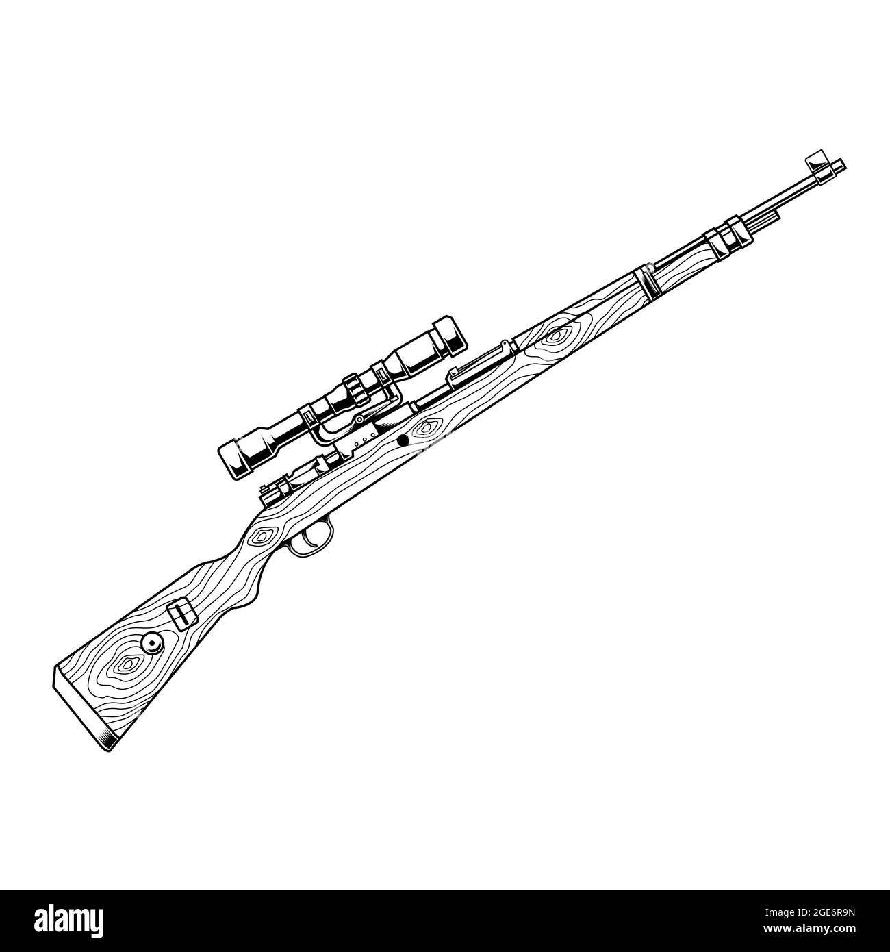 line art guns karabiner 98 Stock Vector