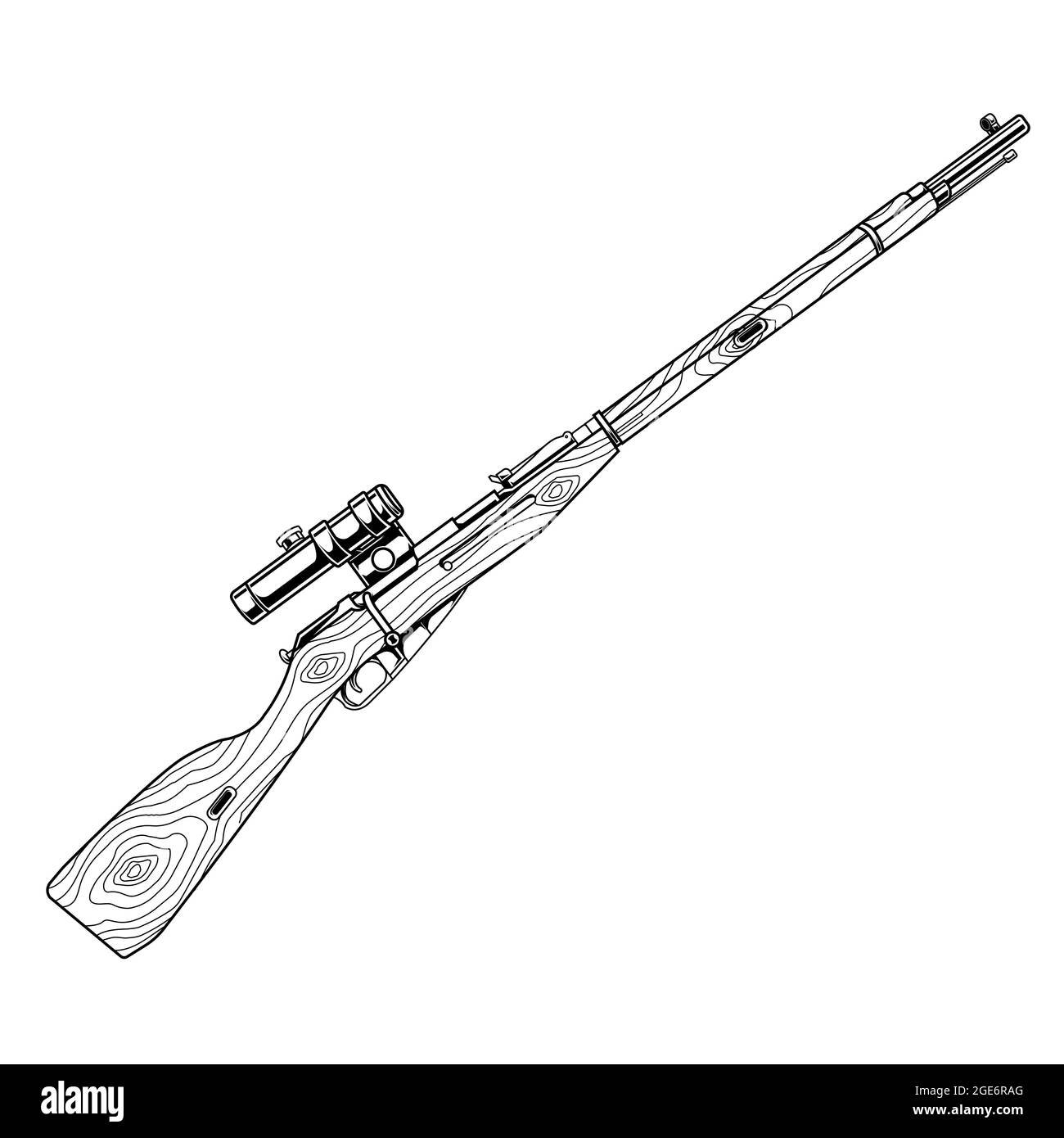 line art illustration gun mosin nagant m91 Stock Vector