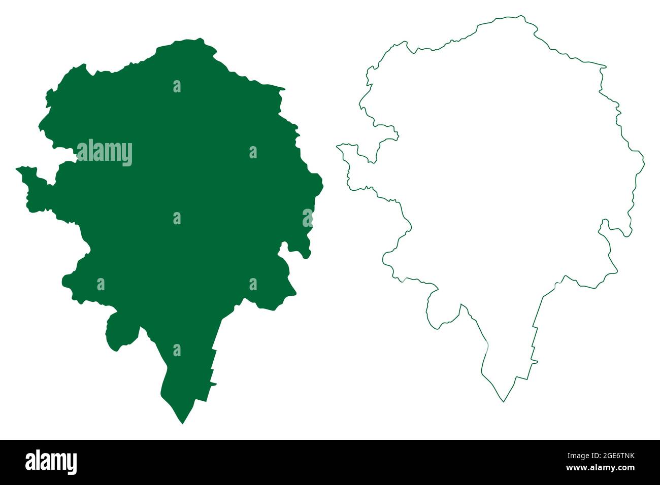 Champawat district (Uttarakhand or Uttaranchal State, Republic of India) map vector illustration, scribble sketch Champawat map Stock Vector