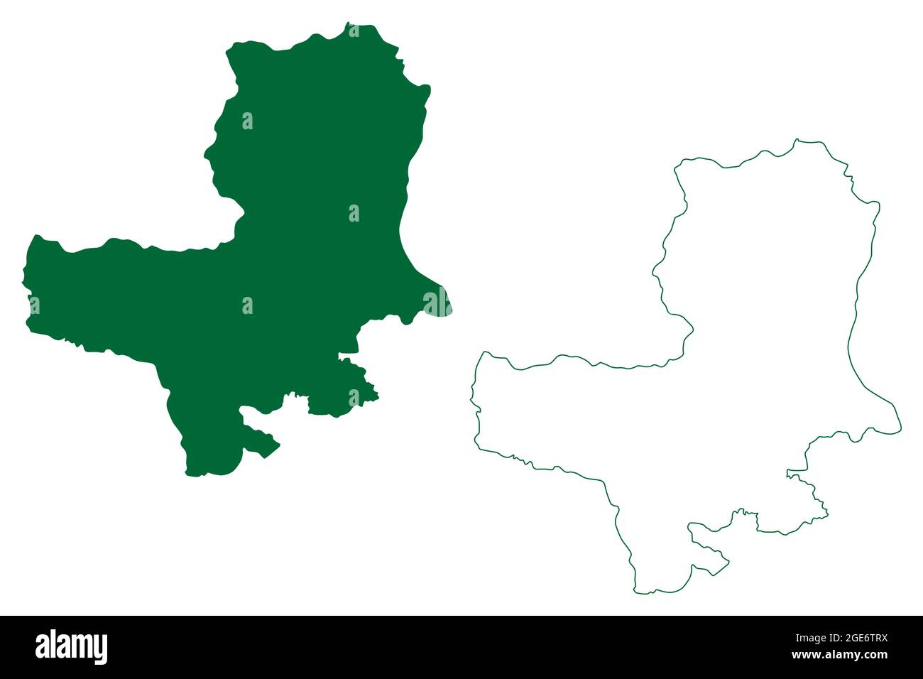Bageshwar district (Uttarakhand or Uttaranchal State, Republic of India) map vector illustration, scribble sketch Bageshwar map Stock Vector