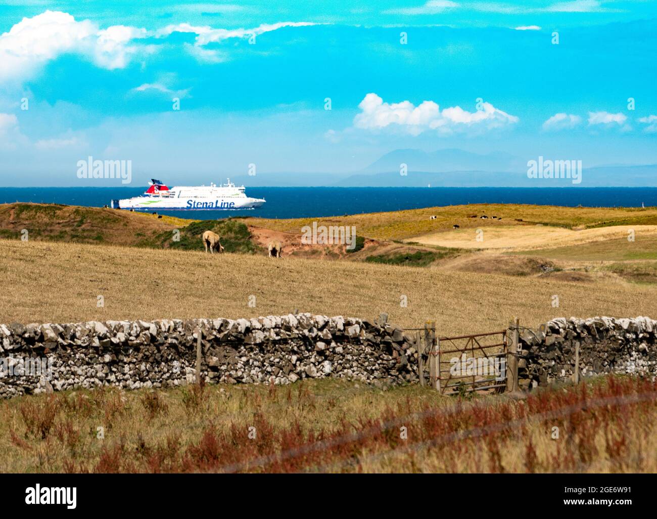 A Cairnryan to Northern Ireland, Stena Line ferry taken from Mains of Airies, Kirkcolm, Stranraer, Scotland, UK Stock Photo