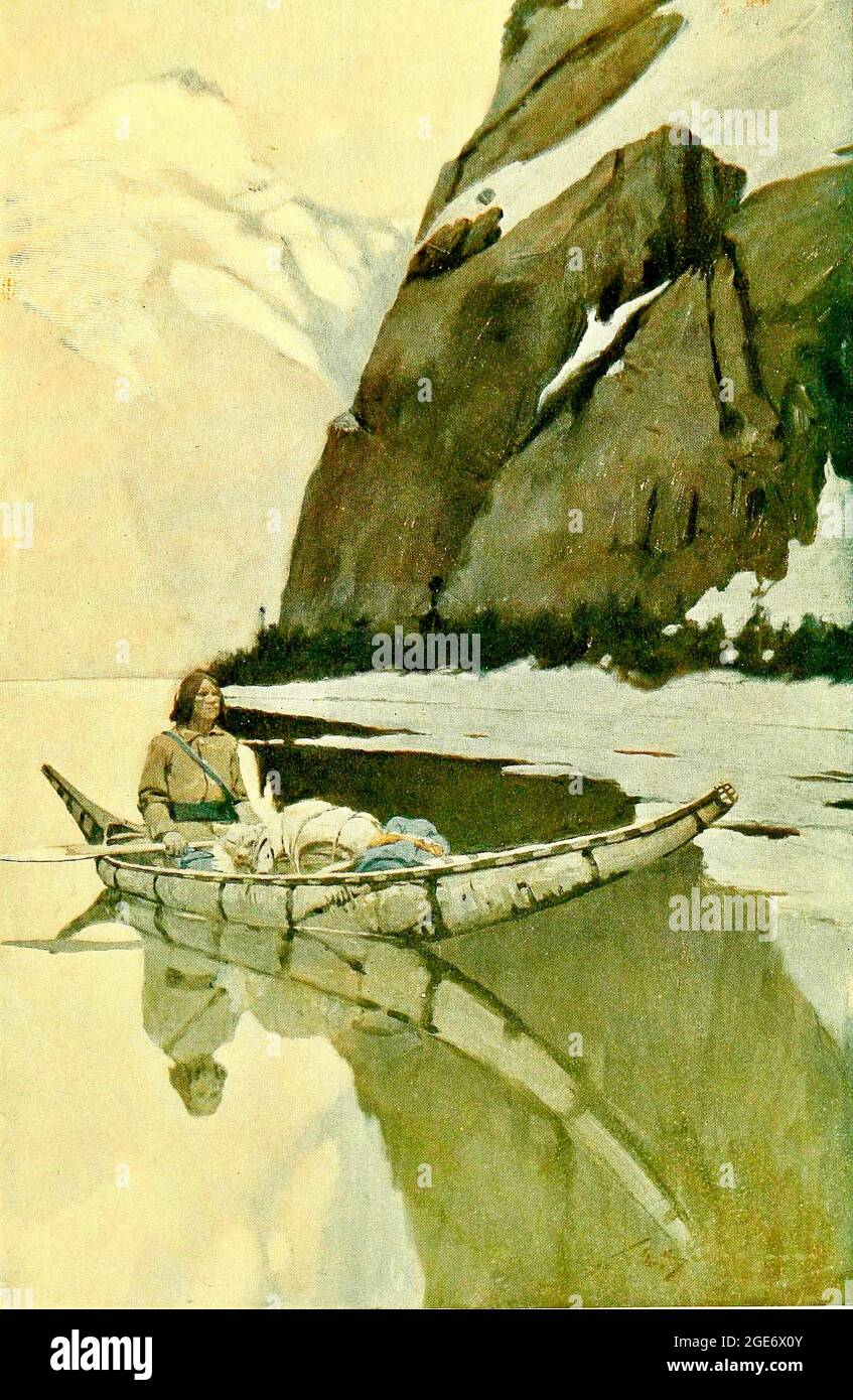 Frank Schoonover artwork - Outing - Canoe trip Stock Photo