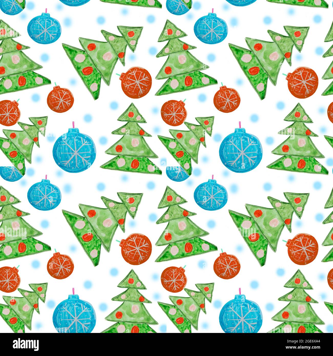 Cute seamless background with a watercolor Christmas pattern with ...