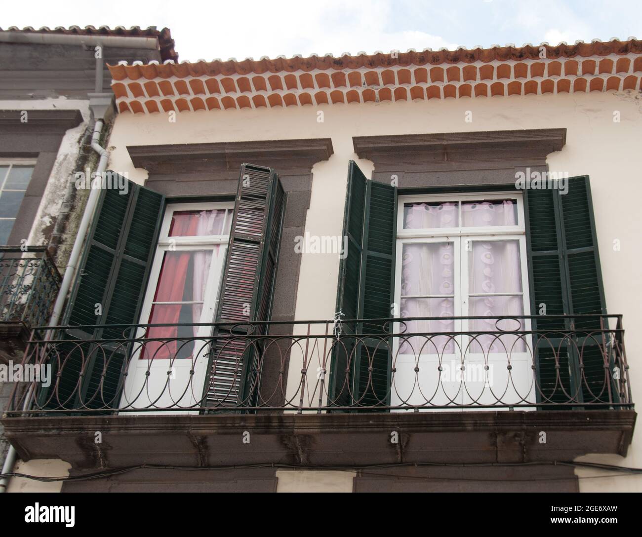 Typical windows, shutters and balconies, Funchal, Madeira, Portugal