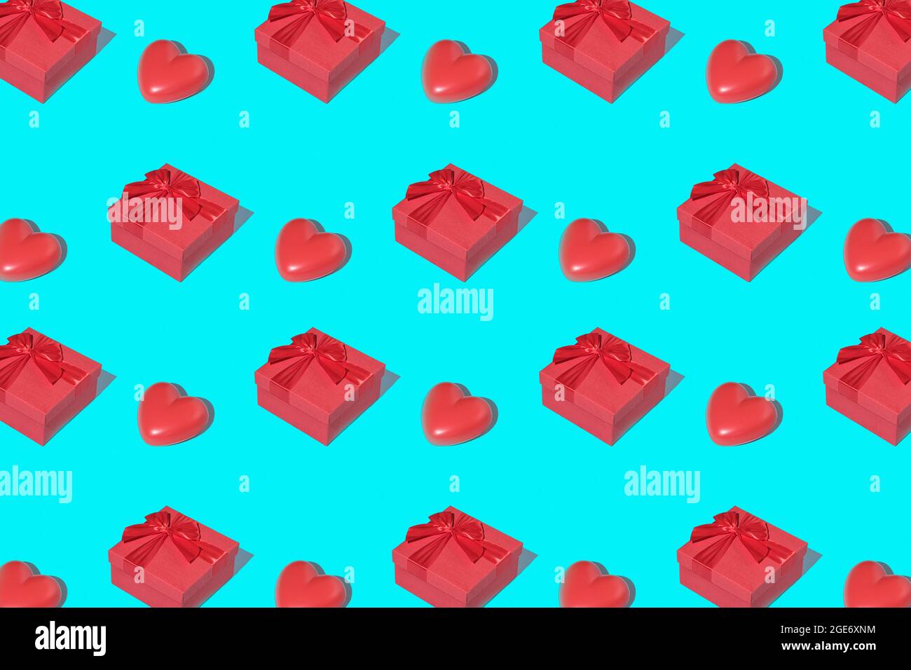 Pattern with gift boxes and hearts, as a concept of a wedding or ...