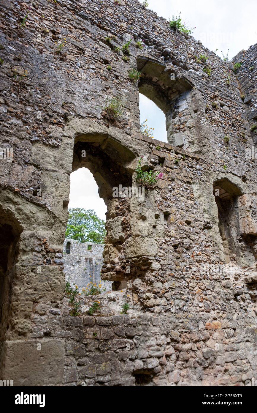 The kitchen area of Richard II's ruined palace within Portchester Castle, Portchester, Hampshire, UK Stock Photo