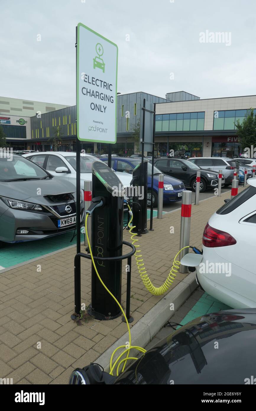 electric car charging points Rushden lakes Northamptonshire UK Stock