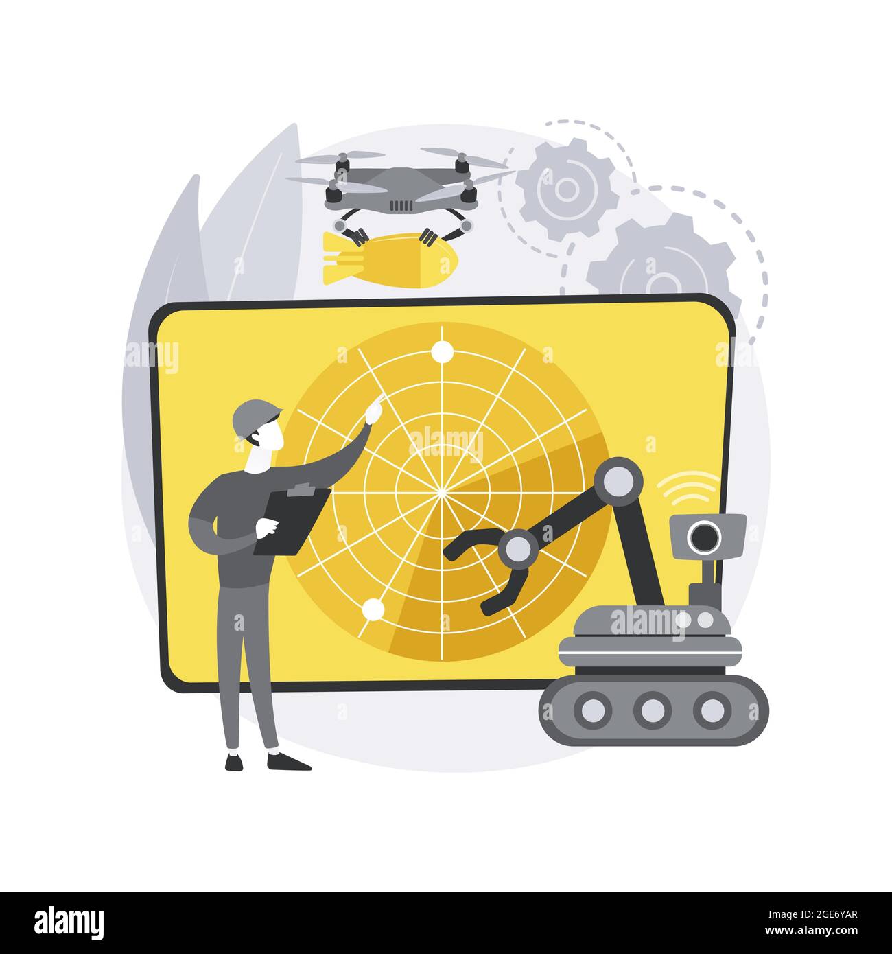 Military robotics abstract concept vector illustration. Stock Vector