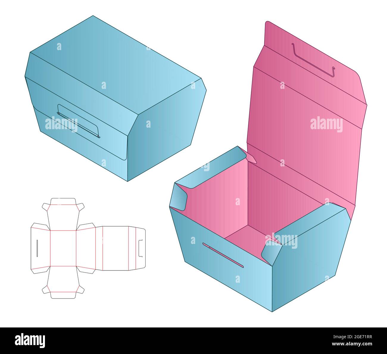 shoe box with die cut template design Stock Vector