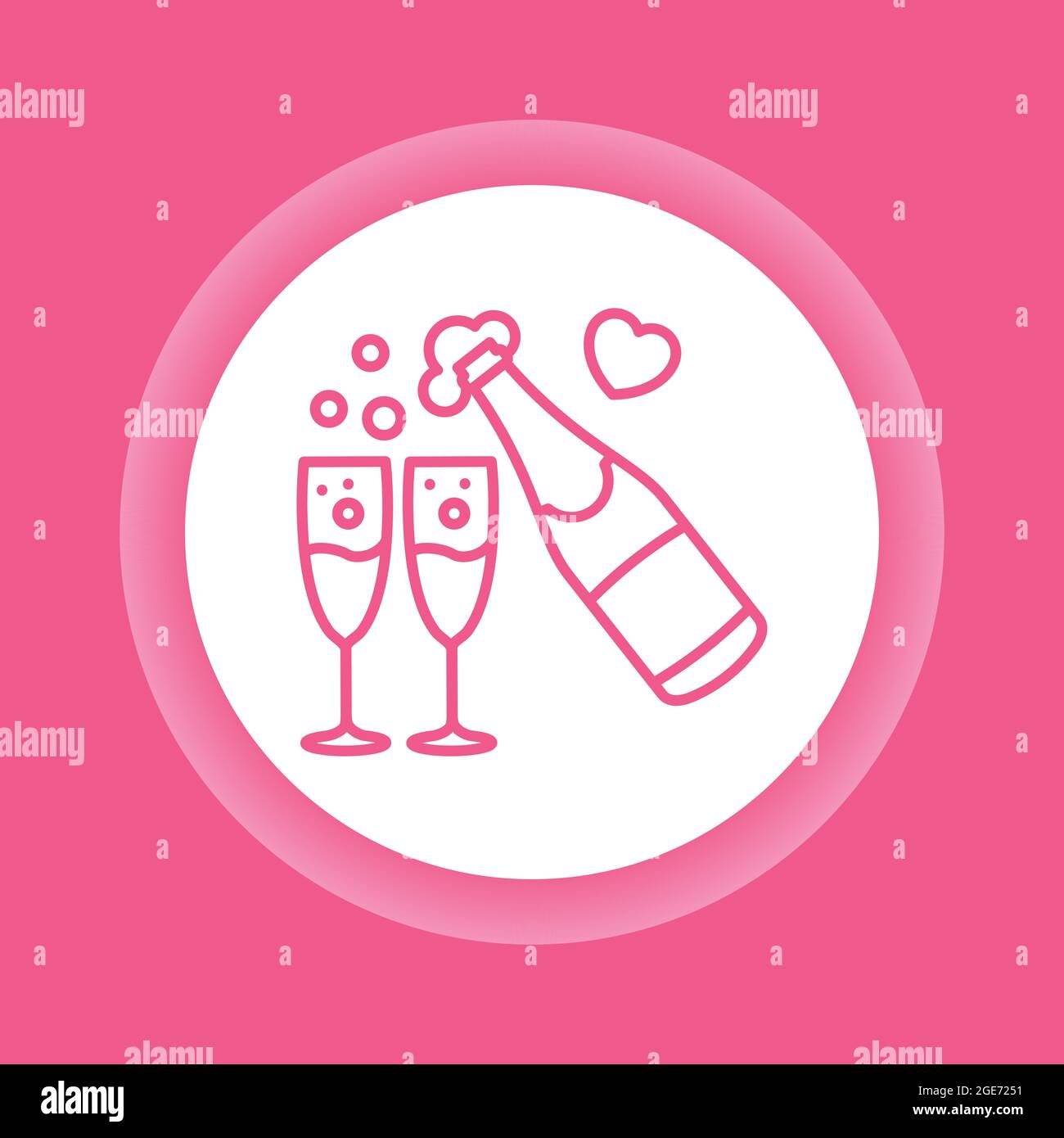 Champagne bottle and glasses line color icon. Christmas, New Year ...
