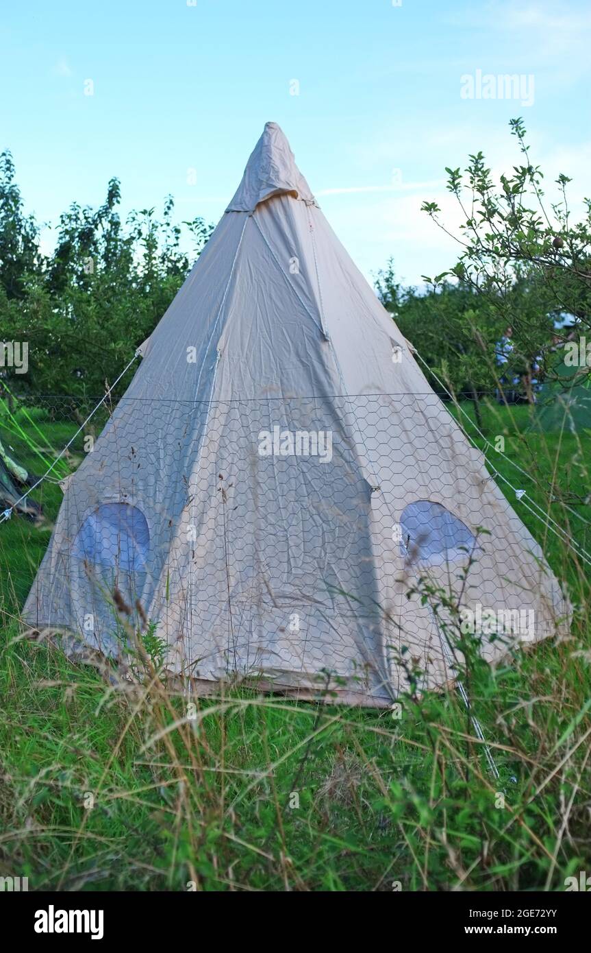 A teepee in a Suffolk campsite Stock Photo