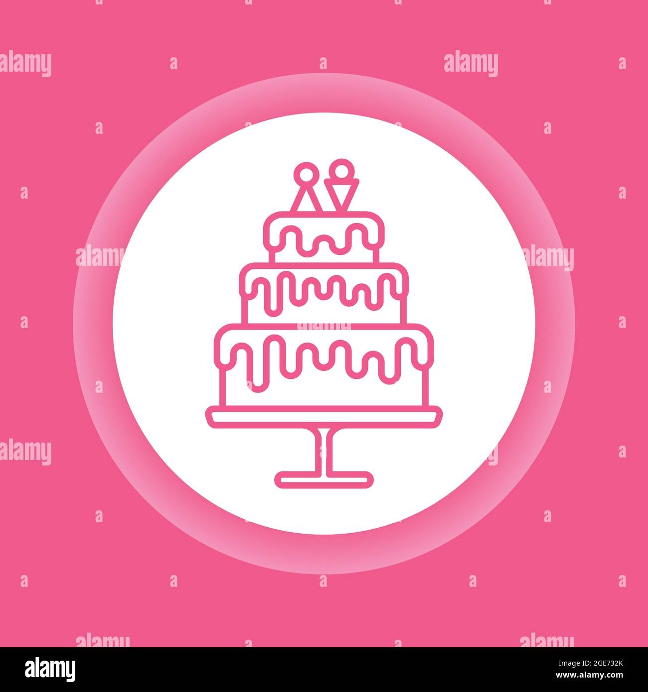Wedding cake dessert line color icon. Isolated vector element. Outline ...