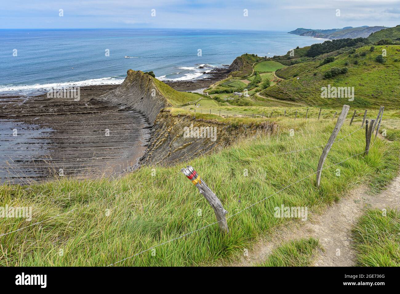 Flysch rock formations in the Basque Coast UNESCO Global Geopark between Zumaia and Deba, Spain Stock Photo